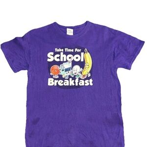 Gildan Purple School Breakfast Graphic Tee - Short Sleeve